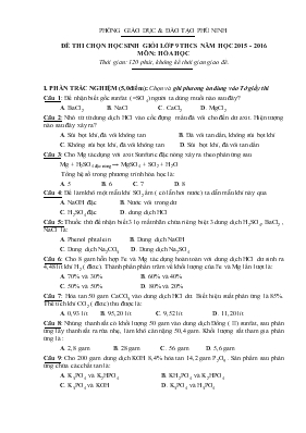 Đê thi chon hoc sinh gioi lơp 9 THCS năm hoc 2012 - 2013 môn Hoá học thơi gian lam bai 150 phut